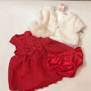 Cat & Jack Red Dress with White Vest Set